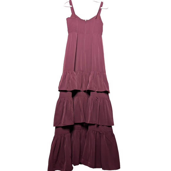 Abercrombie & Fitch Drama Ruffle Tiered Royalcore Chiffon Maxi Dress Purple SM - Picture 7 of 13